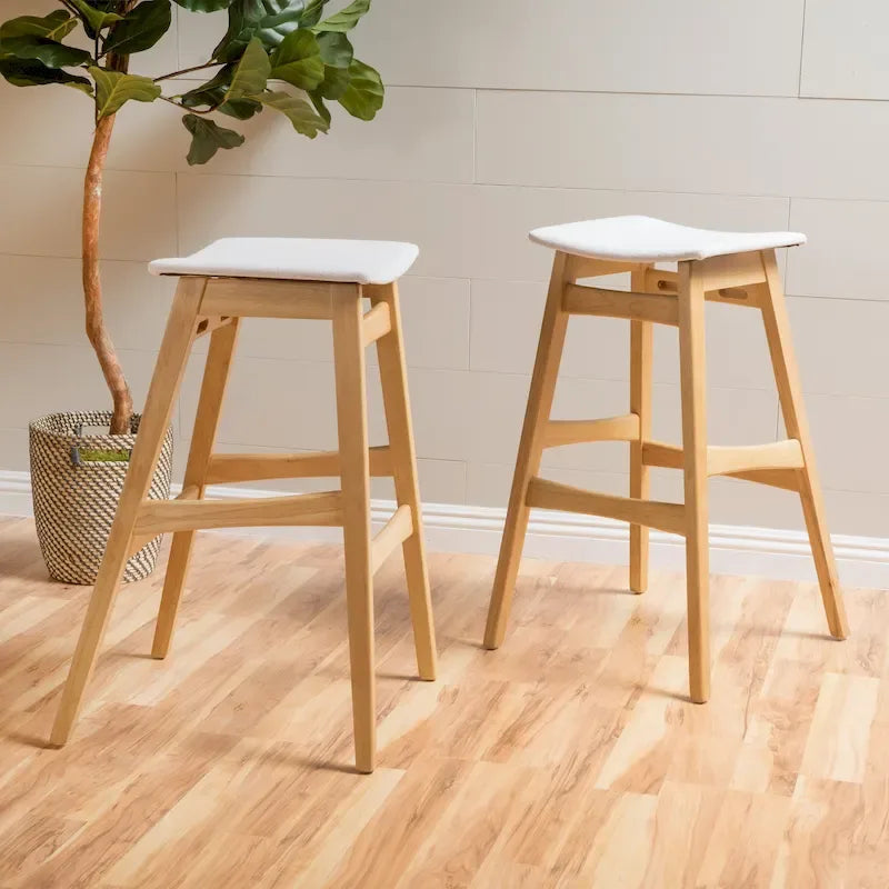 Emmaline Natural Finish Bar Stool (Set of 2) by Christopher Knight Home - N/A