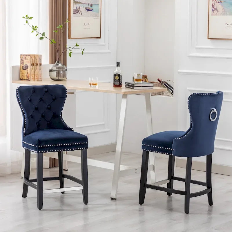 Carter 24 Wingback Tufted Nailhead Counter Stool (Set of 2)