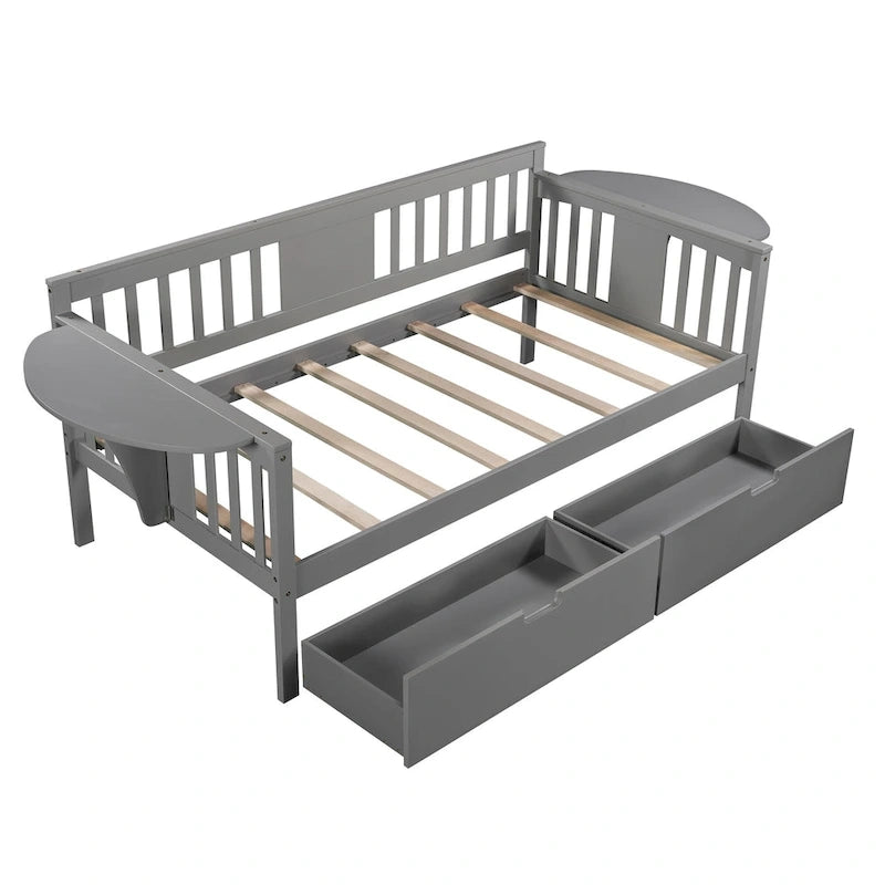 Twin size Daybed with Two Drawers, Wood Slat Support, Espresso