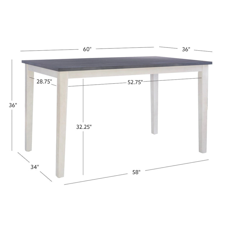 Mckee White Acacia Wood Counter Height Dining Table