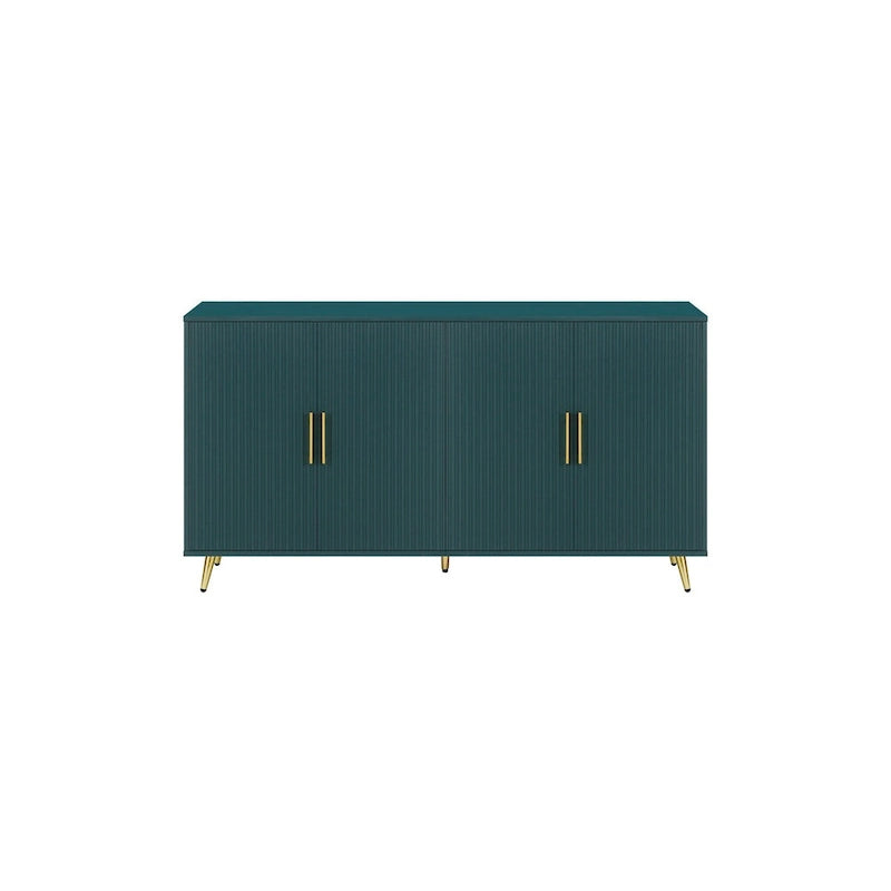 Wood TV Stand with Storage Cabinet & Adjustable Shelves, Media TV Console for Living Room Bedroom(Navy Blue)