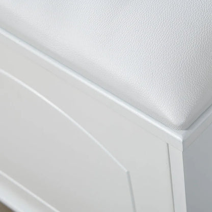 Shoe Storage Bench with PU Cushion and Movable Drawer