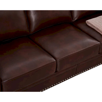 Classic 83 PU Leather Upholstered 3-Seater Sofa with Bottom Storage Box and Nailhead Decoration