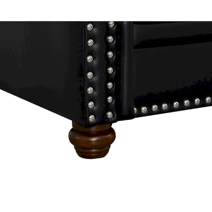 Classic 83 PU Leather Upholstered 3-Seater Sofa with Bottom Storage Box and Nailhead Decoration