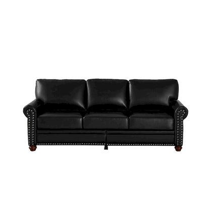 Classic 83 PU Leather Upholstered 3-Seater Sofa with Bottom Storage Box and Nailhead Decoration