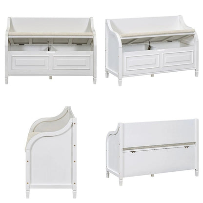 Farmhouse Solid Wood Multi-Purpose Upholstered Storage Bench