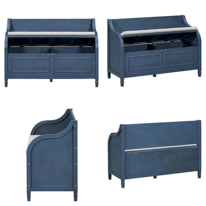 Farmhouse Solid Wood Multi-Purpose Upholstered Storage Bench