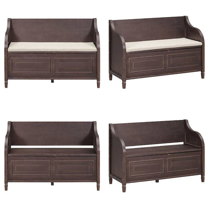 Farmhouse Solid Wood Multi-Purpose Upholstered Storage Bench
