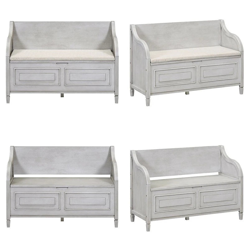 Farmhouse Solid Wood Multi-Purpose Upholstered Storage Bench