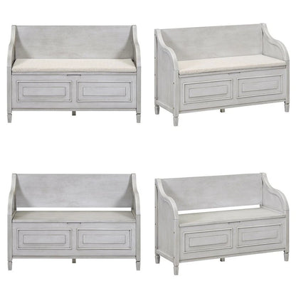 Farmhouse Solid Wood Multi-Purpose Upholstered Storage Bench