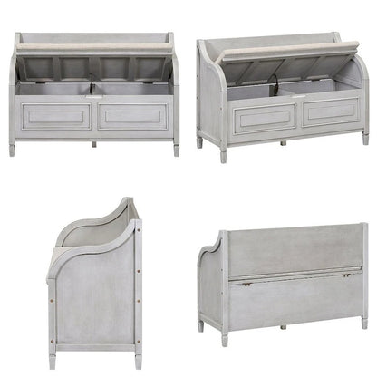 Farmhouse Solid Wood Multi-Purpose Upholstered Storage Bench