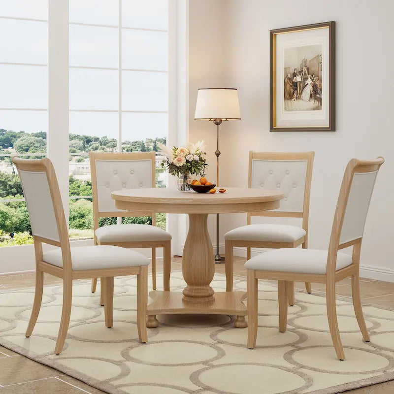 Lak Retro 5-Piece Dining Sets with Upholstered Chairs by GDFStudio