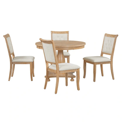 Lak Retro 5-Piece Dining Sets with Upholstered Chairs by GDFStudio