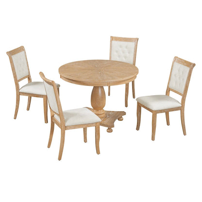 Lak Retro 5-Piece Dining Sets with Upholstered Chairs by GDFStudio