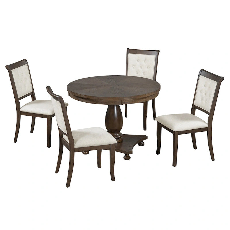 Lak Retro 5-Piece Dining Sets with Upholstered Chairs by GDFStudio