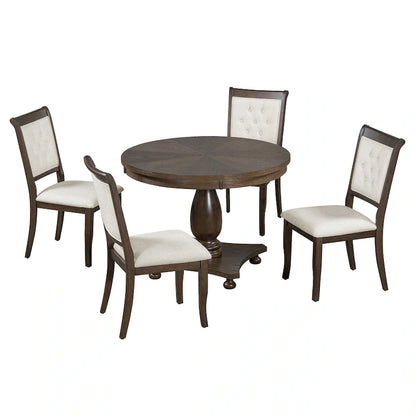Lak Retro 5-Piece Dining Sets with Upholstered Chairs by GDFStudio