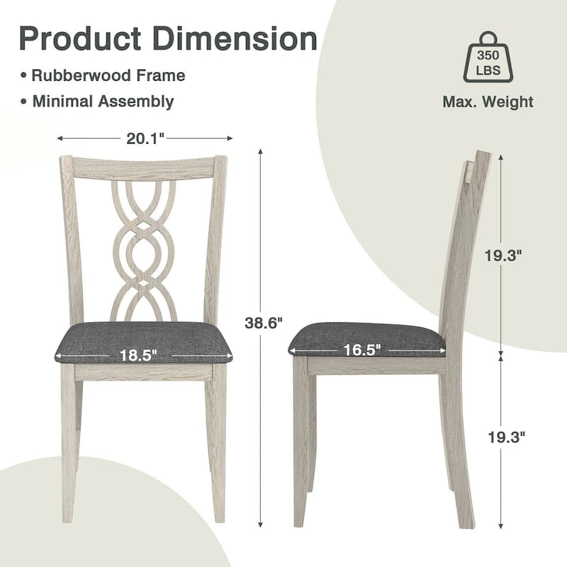 VECELO Solid Wood Dining Chairs Set of 2/4/6, Kitchen Side Chair