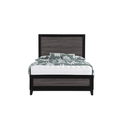 HomeRoots Black And Gray Inlaid Panels Queen Bed Frame