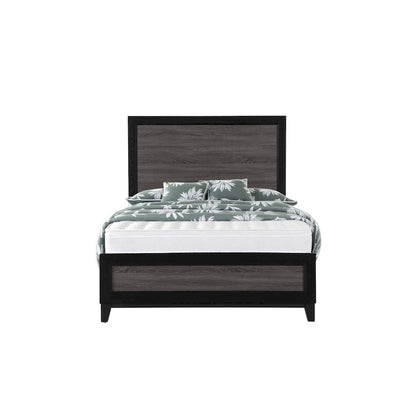 HomeRoots Black And Gray Inlaid Panels Queen Bed Frame