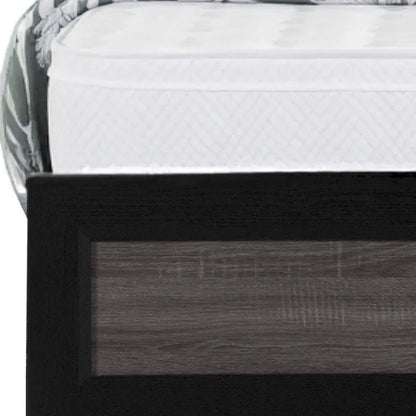 HomeRoots Black And Gray Inlaid Panels Queen Bed Frame