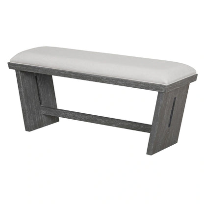 6 Pcs Dining Table Set, Wood Dining Kitchen Table and Chairs Set with Rectangular Table, 4 Upholstered Chairs and 1 Bench