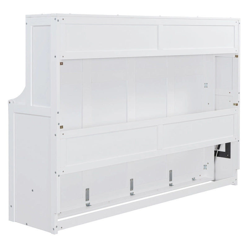 Murphy Bed with Hydraulic Lift & Desk Design, Queen/Full Size Bed