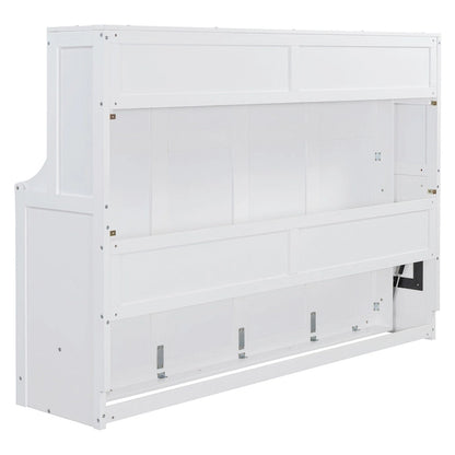 Murphy Bed with Hydraulic Lift & Desk Design, Queen/Full Size Bed