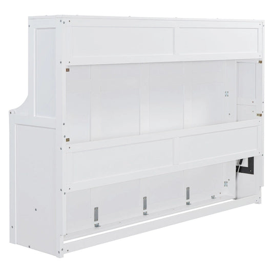 Murphy Bed with Hydraulic Lift & Desk Design, Queen/Full Size Bed