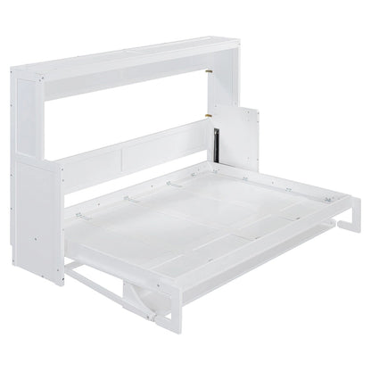 Murphy Bed with Hydraulic Lift & Desk Design, Queen/Full Size Bed