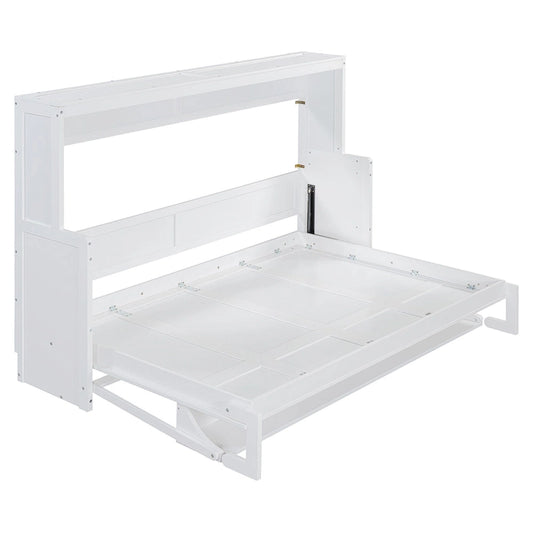 Murphy Bed with Hydraulic Lift & Desk Design, Queen/Full Size Bed