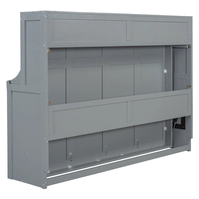 Murphy Bed with Hydraulic Lift & Desk Design, Queen/Full Size Bed