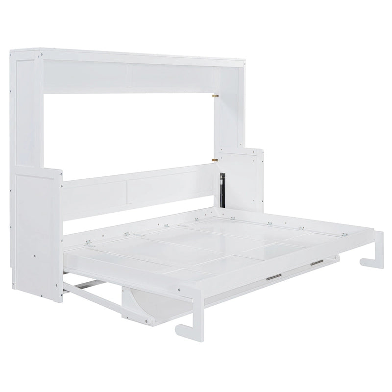 Murphy Bed with Hydraulic Lift & Desk Design, Queen/Full Size Bed