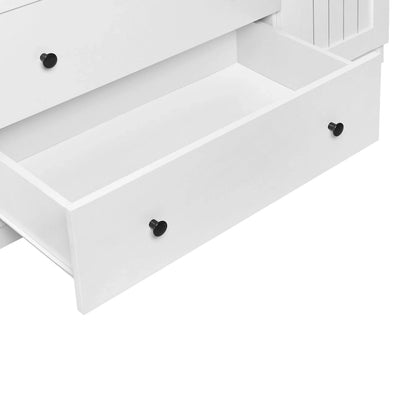 4 Door Wardrobe Armoire Closet with 2 Drawers, Freestanding Wardrobe Clothes Storage Cabinet with Hanging Rods