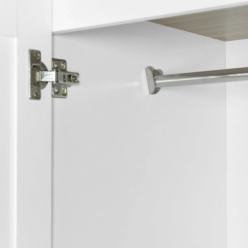 4 Door Wardrobe Armoire Closet with 2 Drawers, Freestanding Wardrobe Clothes Storage Cabinet with Hanging Rods