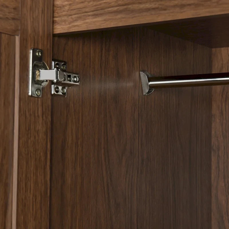 4 Door Wardrobe Armoire Closet with 2 Drawers, Freestanding Wardrobe Clothes Storage Cabinet with Hanging Rods