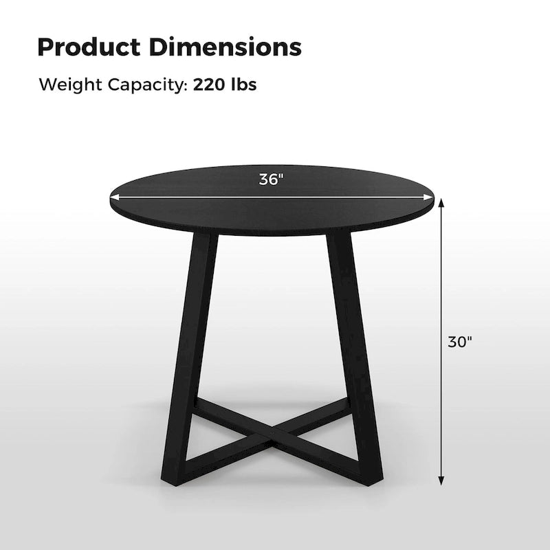 Gymax 36 Round Wooden Dining Table for 4 w/ Pedestal Base Solid
