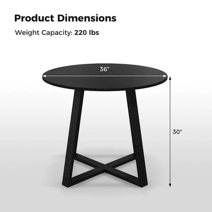 Gymax 36 Round Wooden Dining Table for 4 w/ Pedestal Base Solid