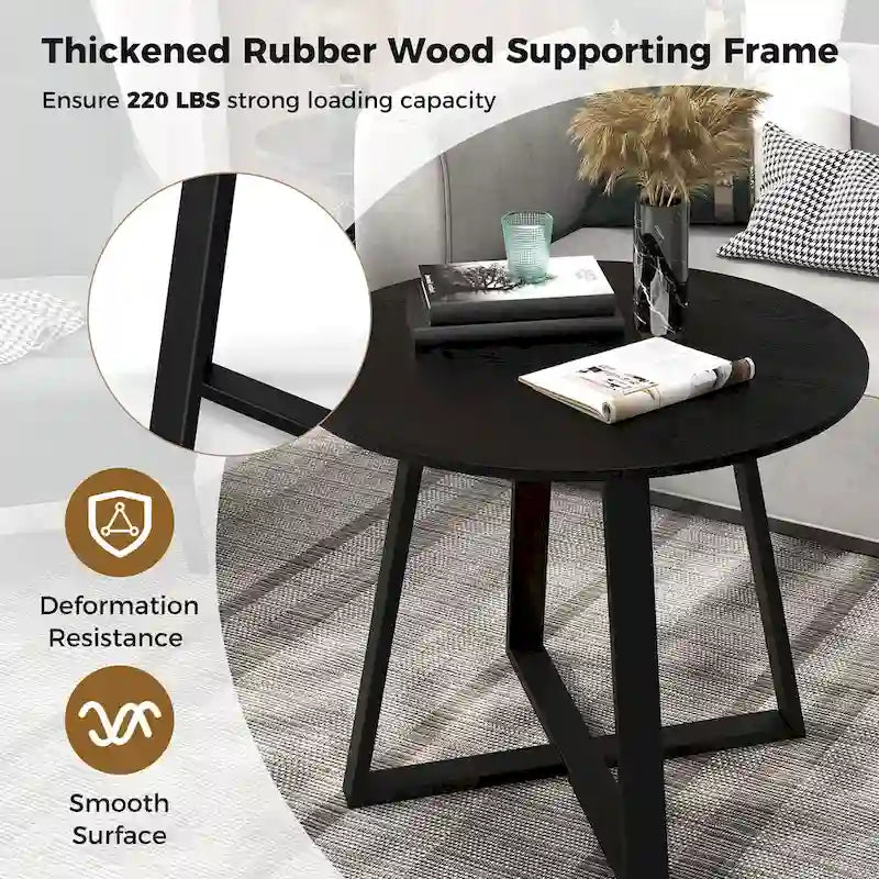 Gymax 36 Round Wooden Dining Table for 4 w/ Pedestal Base Solid