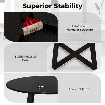 Gymax 36 Round Wooden Dining Table for 4 w/ Pedestal Base Solid