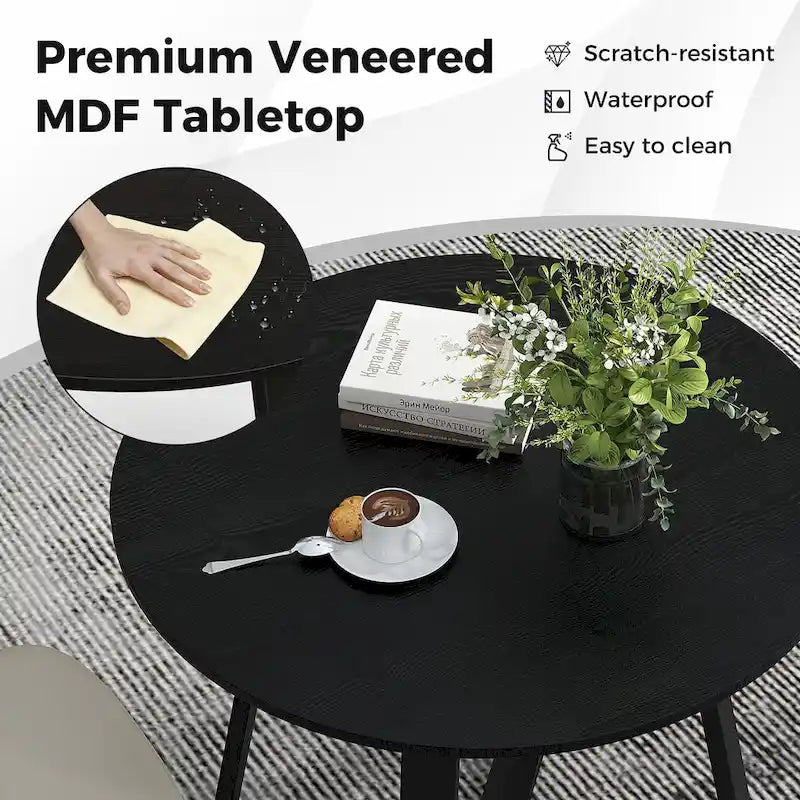 Gymax 36 Round Wooden Dining Table for 4 w/ Pedestal Base Solid