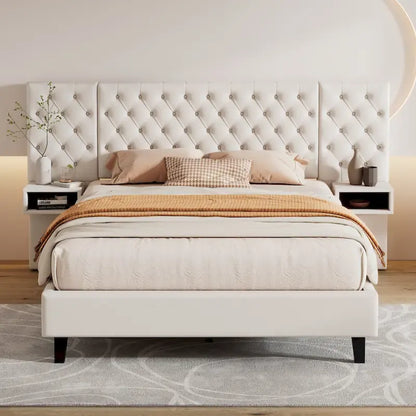 Christopher Knight Home - Alexander King Velvet Upholstered Tufted Platform Bed with Nightstands