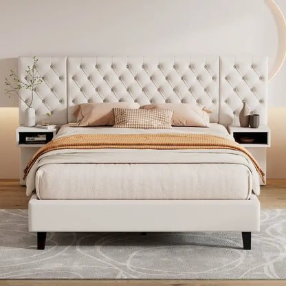 Christopher Knight Home - Alexander King Velvet Upholstered Tufted Platform Bed with Nightstands