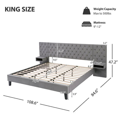 Christopher Knight Home - Alexander King Velvet Upholstered Tufted Platform Bed with Nightstands