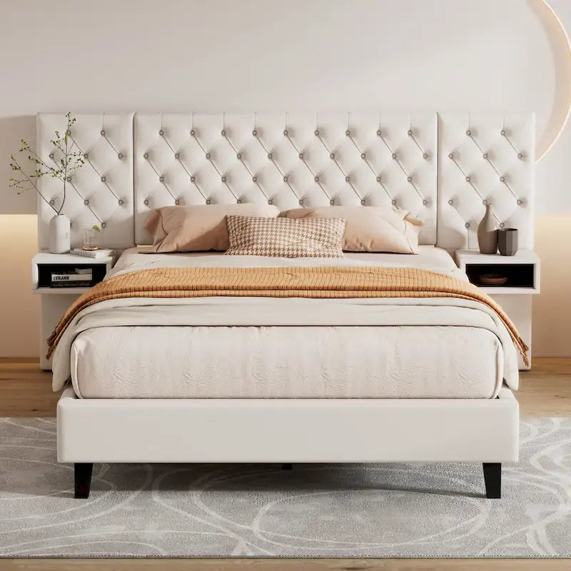 Christopher Knight Home - Alexander King Velvet Upholstered Tufted Platform Bed with Nightstands