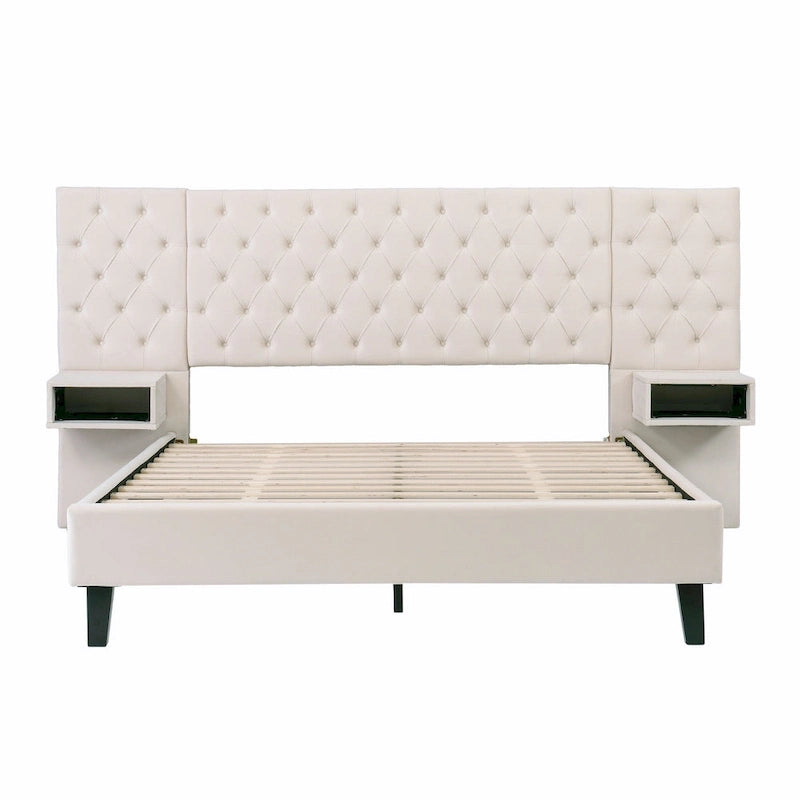 Christopher Knight Home - Alexander King Velvet Upholstered Tufted Platform Bed with Nightstands