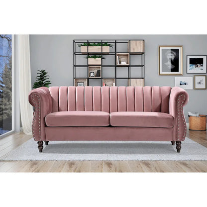 Charlot Velvet Chesterfield Rolled Arm Sofa