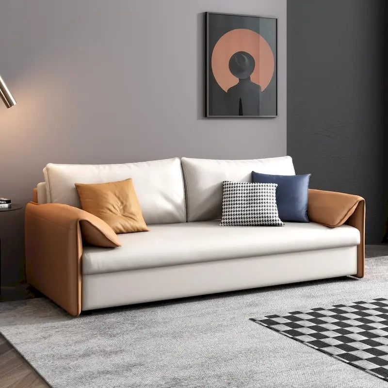 JASIWAY 65.4 Vegan Leather Sofa Bed Sleeper Sofa