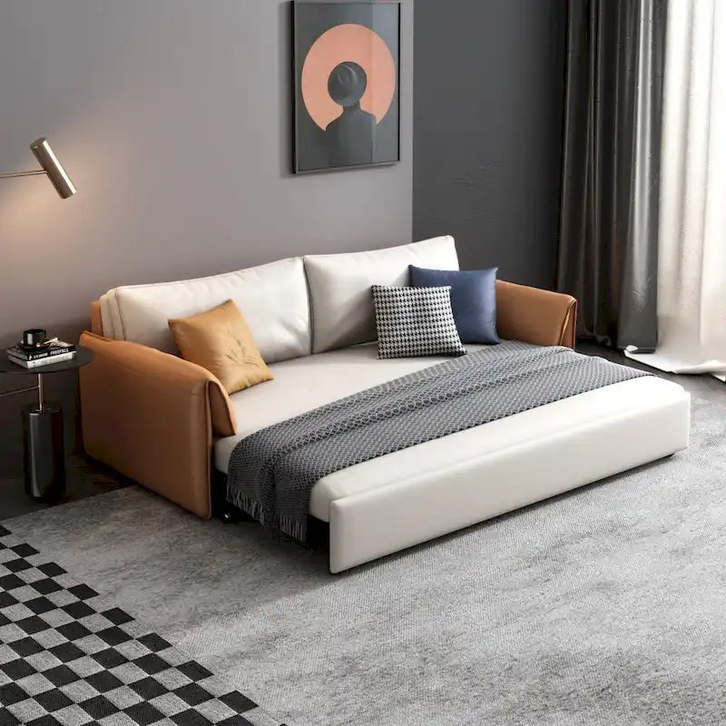 JASIWAY 65.4 Vegan Leather Sofa Bed Sleeper Sofa