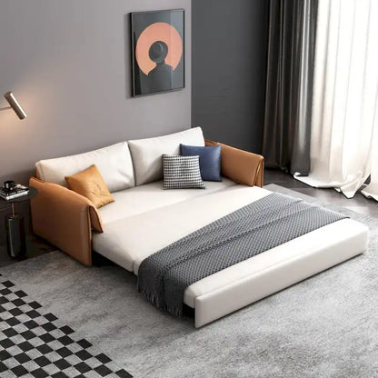 JASIWAY 65.4 Vegan Leather Sofa Bed Sleeper Sofa