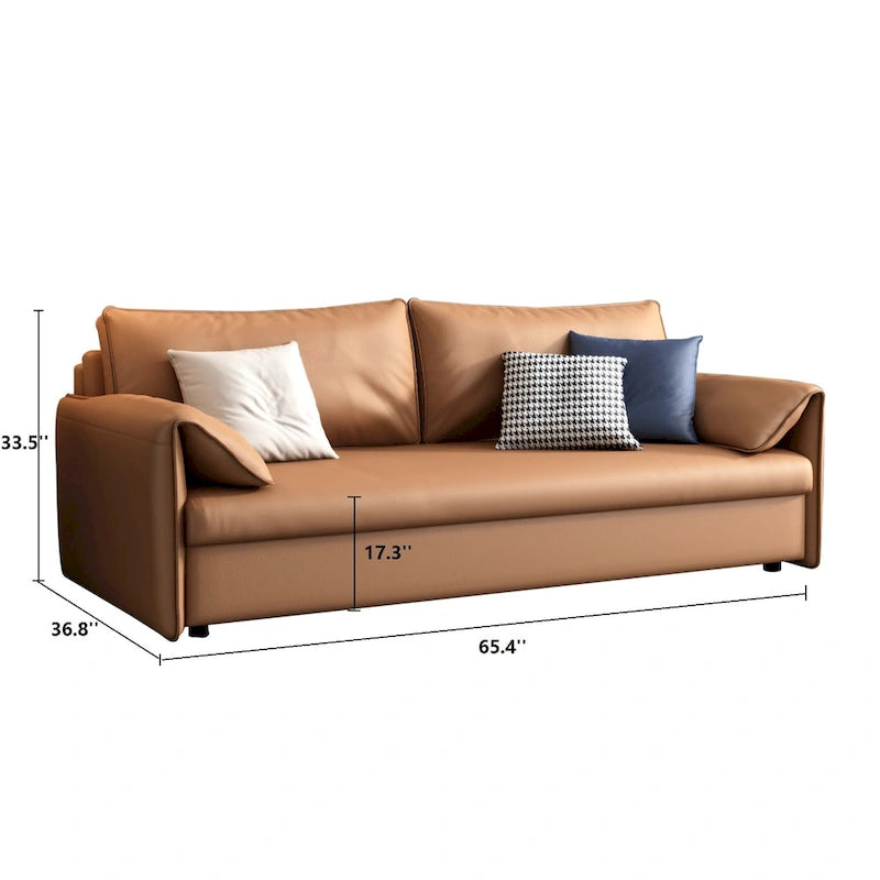 JASIWAY 65.4 Vegan Leather Sofa Bed Sleeper Sofa
